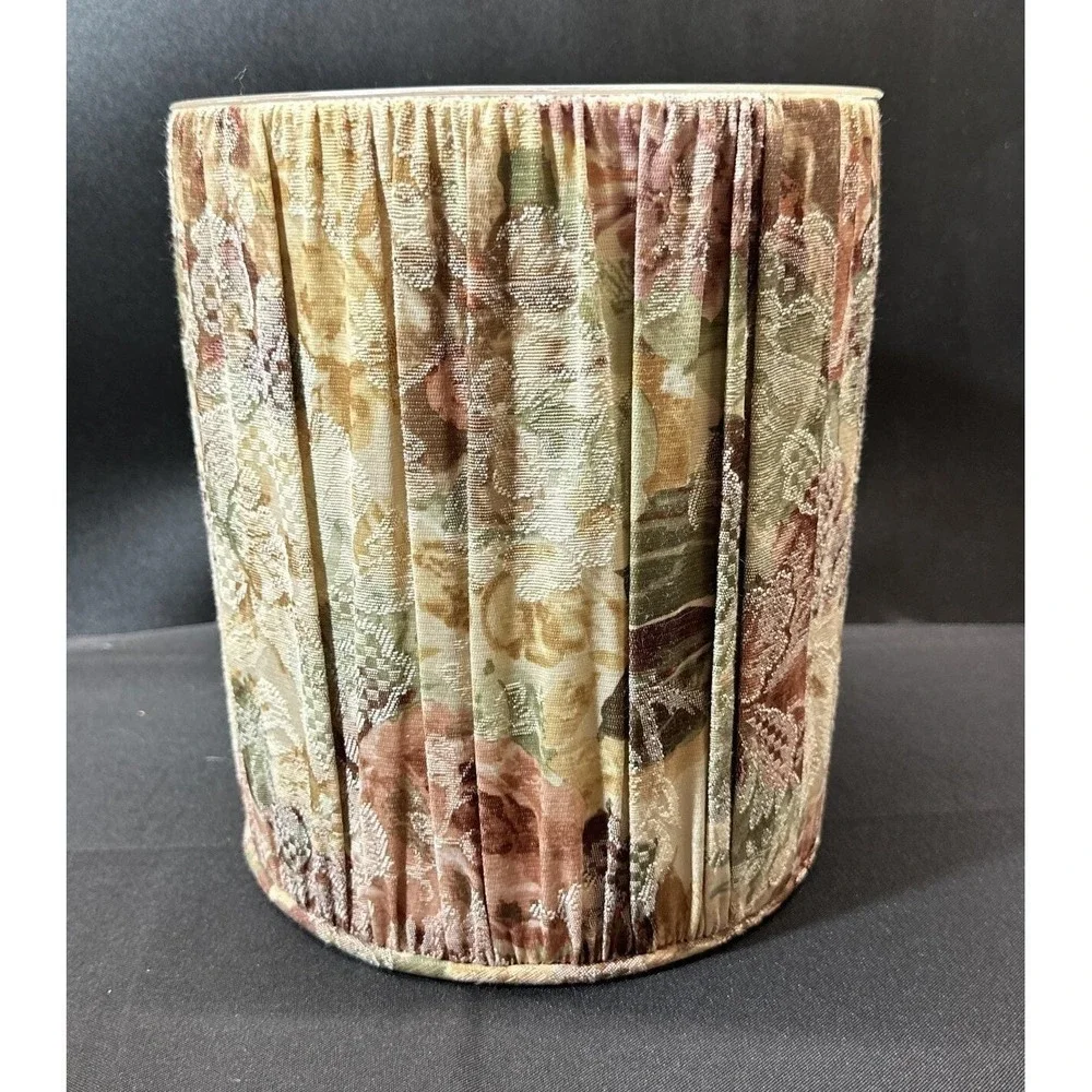 Vintage Croscill Cotswold Pleated Fabric Wastebasket Can W/ Liner & Tissue Cover